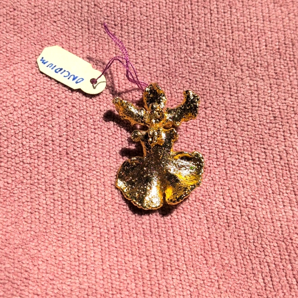 OOAK 24K Dipped Orchid Pendant & Brooch